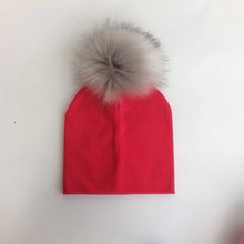 Load image into Gallery viewer, kids cotton hats  baby pom pom