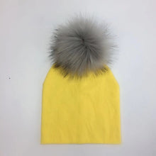 Load image into Gallery viewer, kids cotton hats  baby pom pom