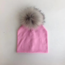 Load image into Gallery viewer, kids cotton hats  baby pom pom