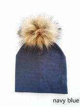 Load image into Gallery viewer, kids cotton hats  baby pom pom